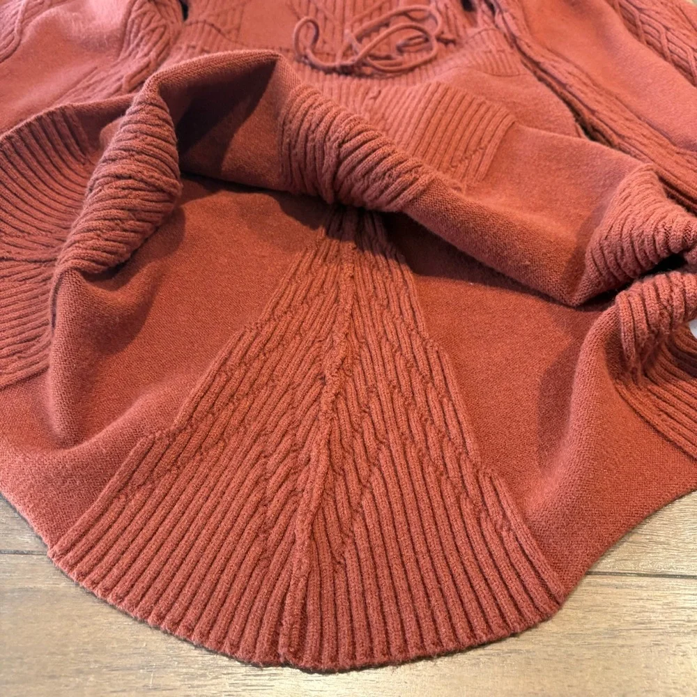Free People Sweater Dress Women Large Cinnamon Balloon Sleeve Knit Emmaline Mini